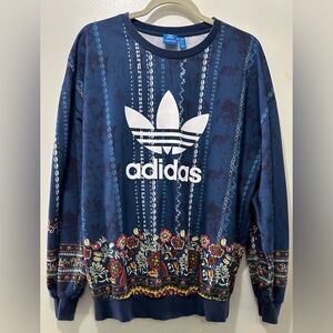 NWOT Adidas Retro Women's Floral Blue Sweatshirt size L
